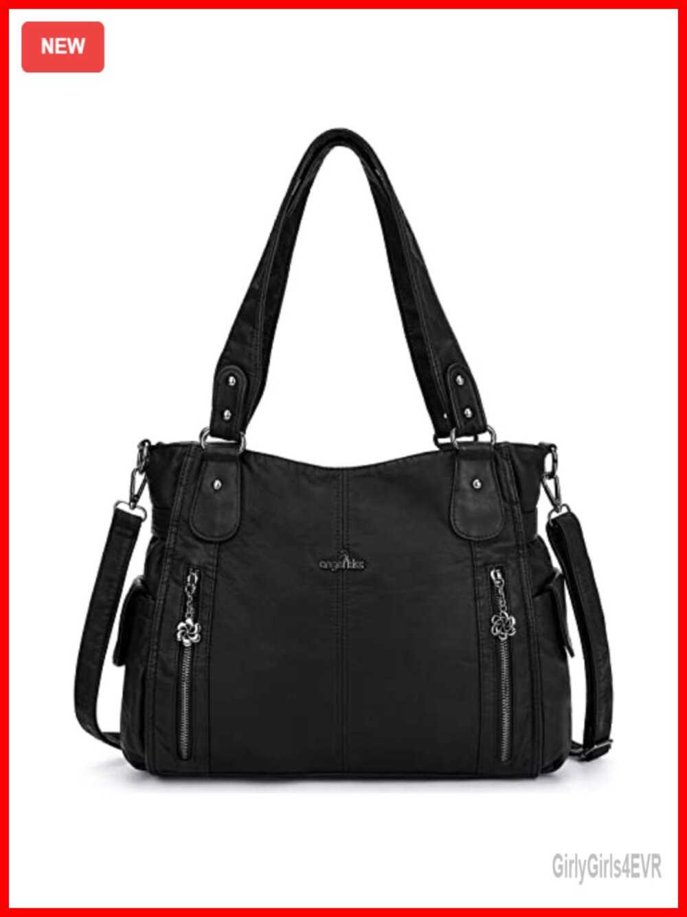Women's Top-Handle Hobo Purse Vegan Leather Shoulder Bag